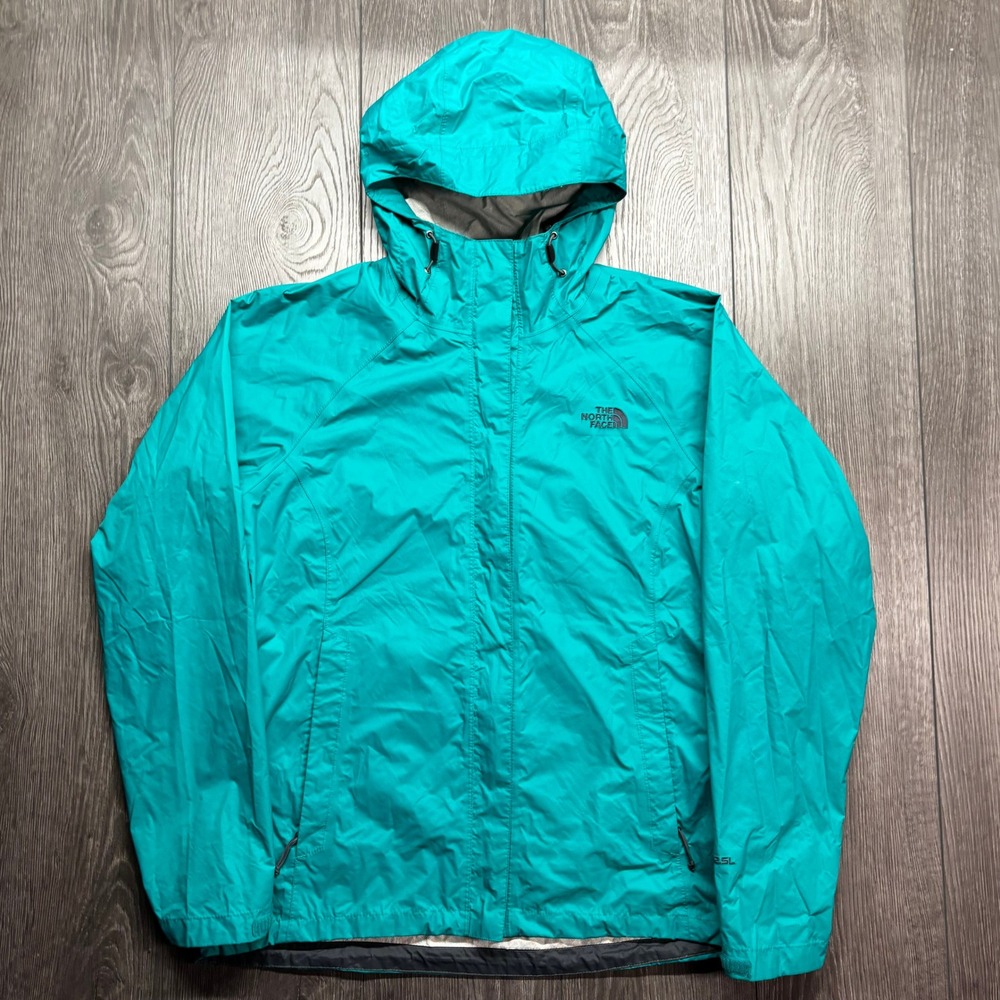 The North Face HyVent 2.5L Womens Large Rain Jacket Teal Green Waterproof Shell